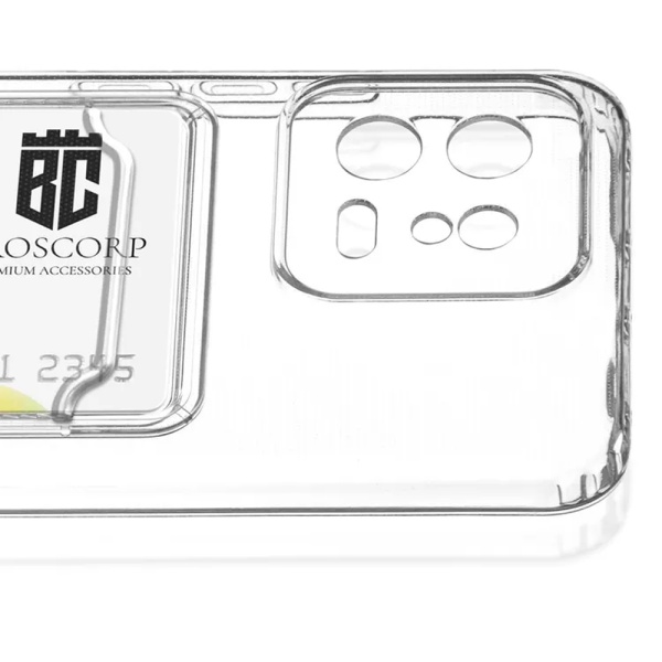 Чехол Brosco для Xiaomi 13, с кардхолдером, прозрачный